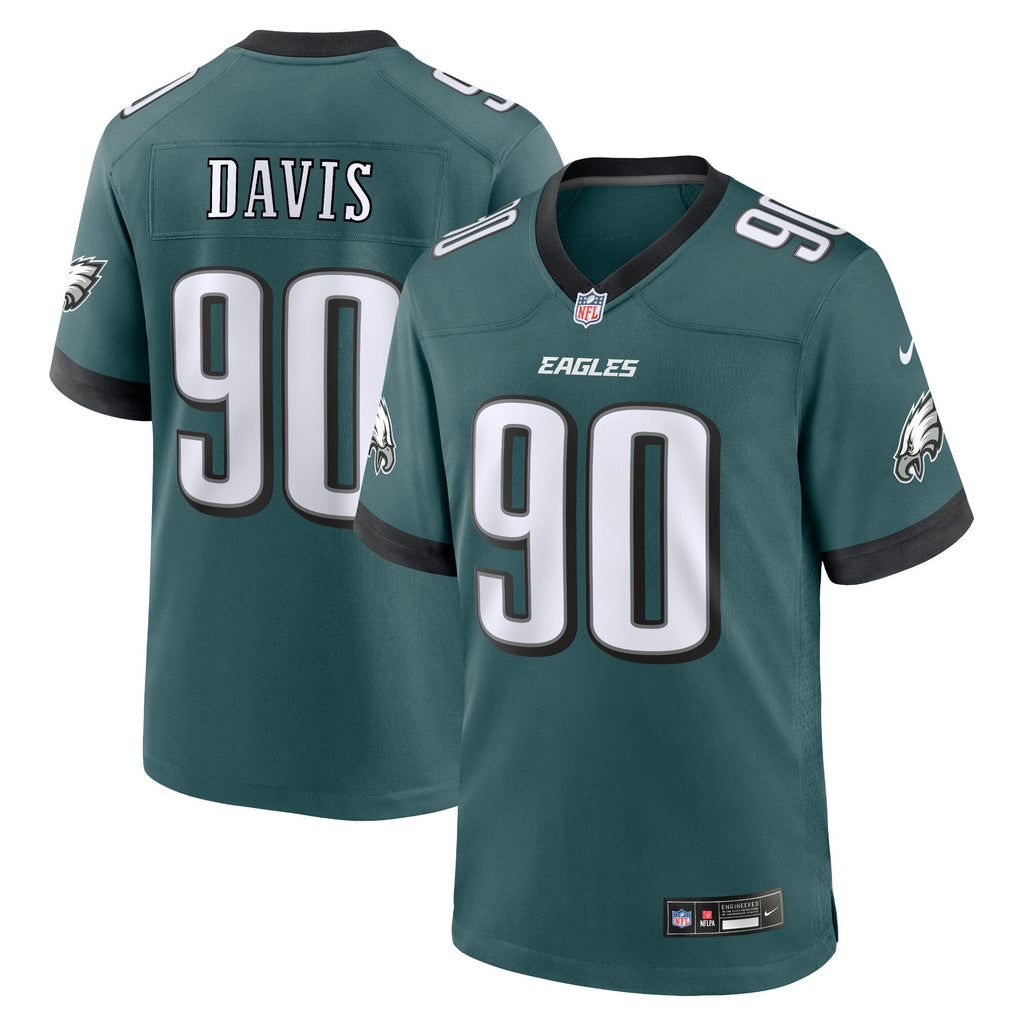 Philadelphia Eagles Jordan Davis Midnight Green Team Game Football Jersey