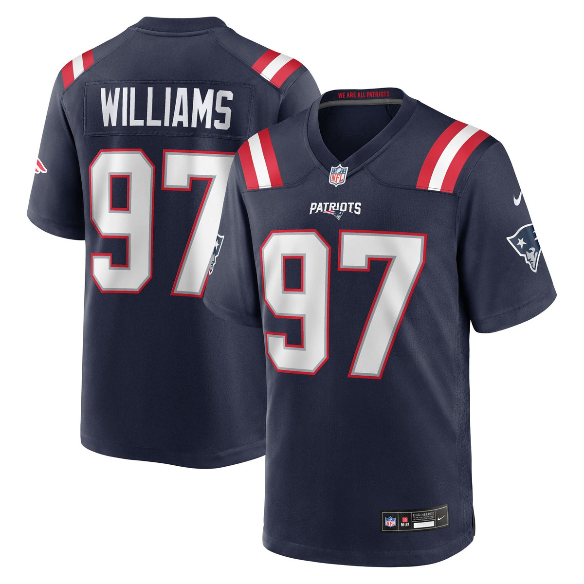 New England Patriots Milton Williams Navy Game Player Football Jersey