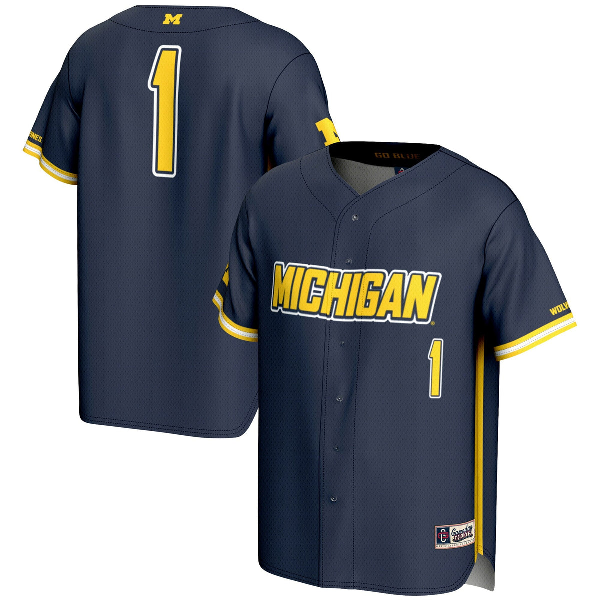 #1 Michigan Wolverines Lightweight Baseball Fashion Jersey - Navy
