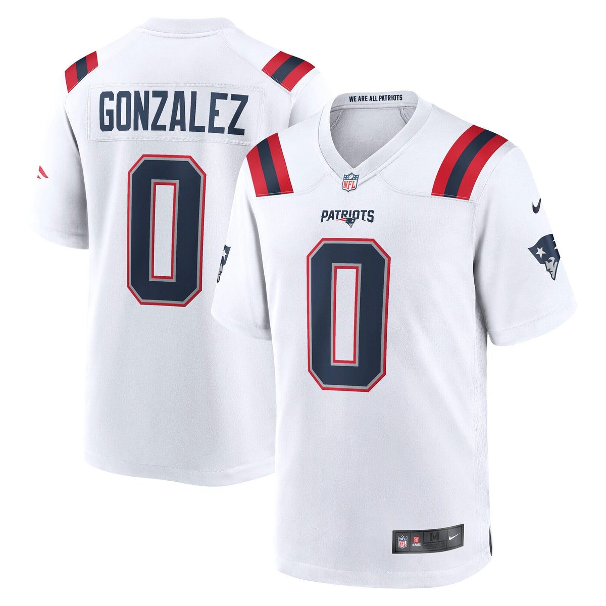 New England Patriots Christian Gonzalez White Game Football Jersey