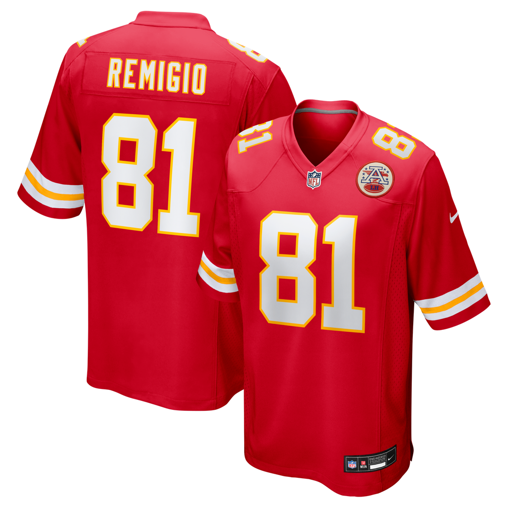 Kansas City Chiefs Nikko Remigio Red Team Game Football Jersey
