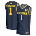 #1 Navy Michigan Wolverines Icon Print Lightweight Basketball Fashion Jersey