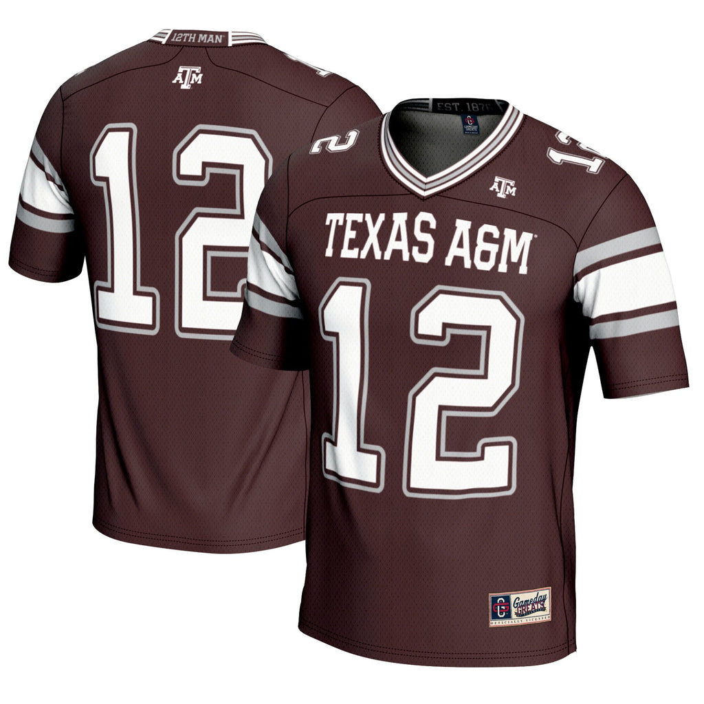 #12 Maroon Texas A&M Aggies Football Lightweight Fashion Jersey