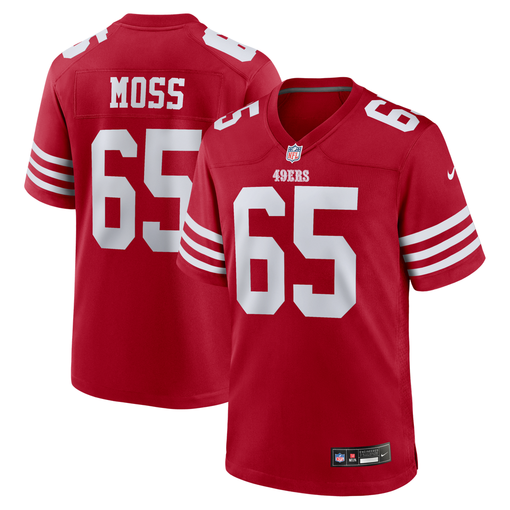 San Francisco 49ers Drew Moss Scarlet Team Game Football Jersey