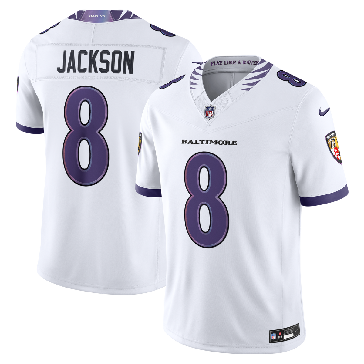 Baltimore Ravens Lamar Jackson White Vapor F.U.S.E. Stitched Limited Football Jersey