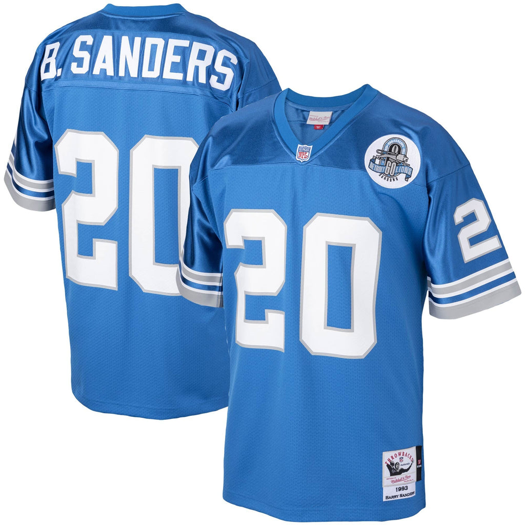 Detroit Lions 1993 Barry Sanders Blue Throwback Retired Player Football Jersey
