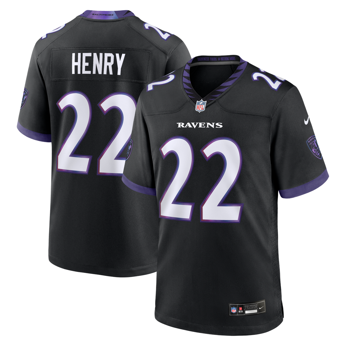 Baltimore Ravens Derrick Henry Black Alternate Game Football Jersey