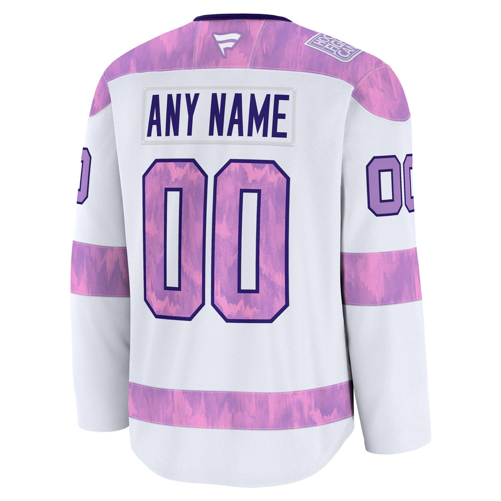 Vegas Golden Knights White 2024 Hockey Fights Cancer Custom Practice Jersey