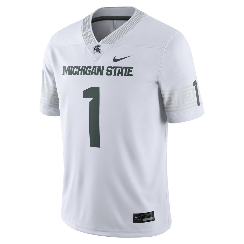 #1 White Michigan State Spartans Football Game Jersey