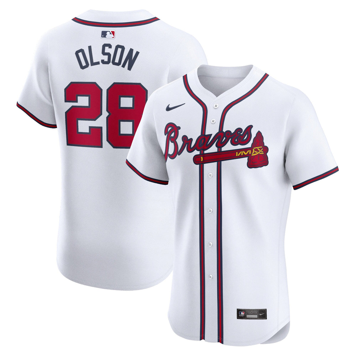 Atlanta Braves Matt Olson White Home Elite Player Baseball Jersey