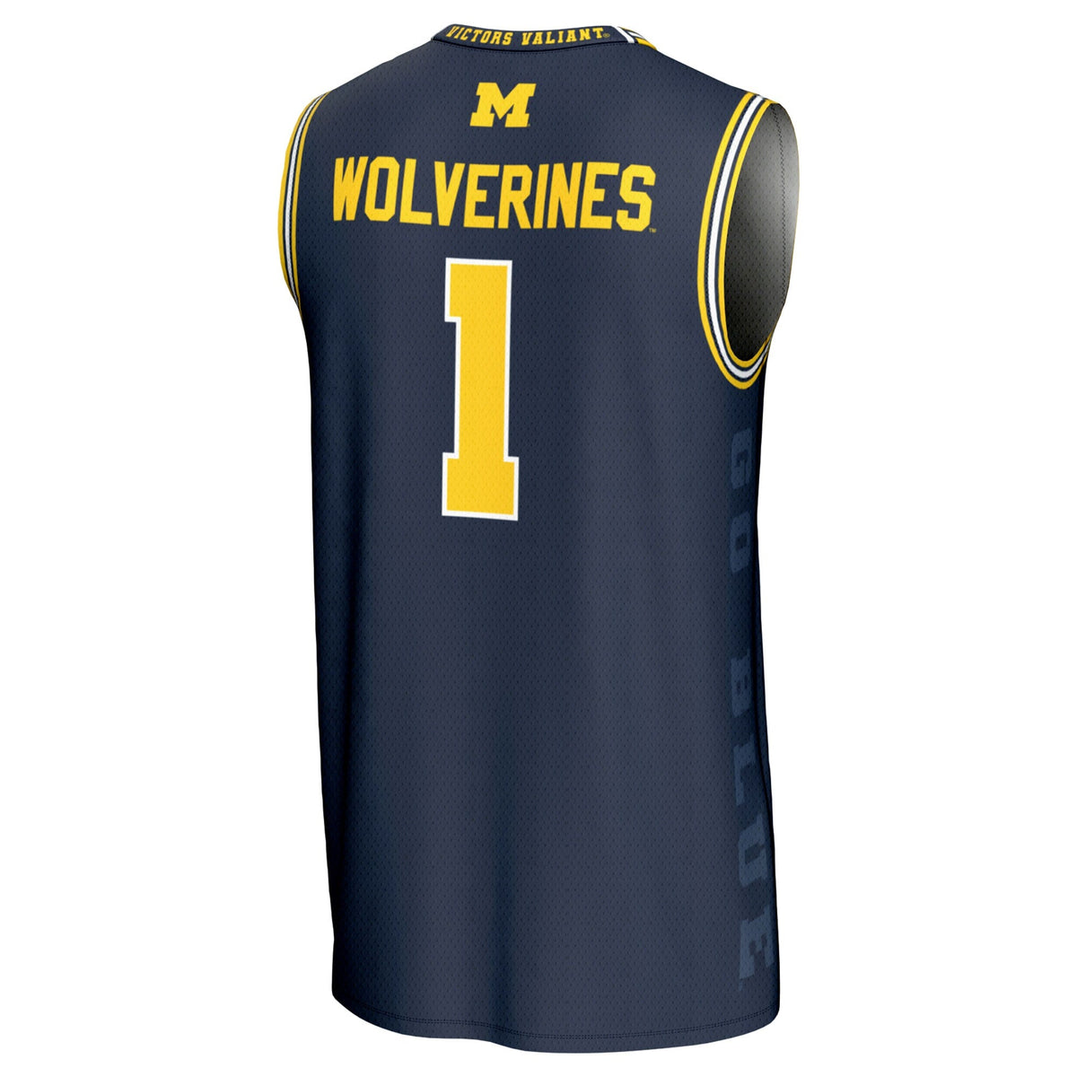 #1 Navy Michigan Wolverines Icon Print Lightweight Basketball Fashion Jersey