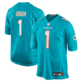 Miami Dolphins Number 1 Groom Aqua Game Football Jersey