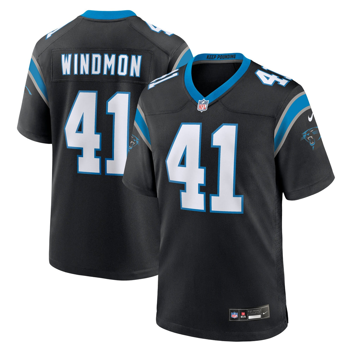 Carolina Panthers Jacoby Windmon Black Team Game Football Jersey