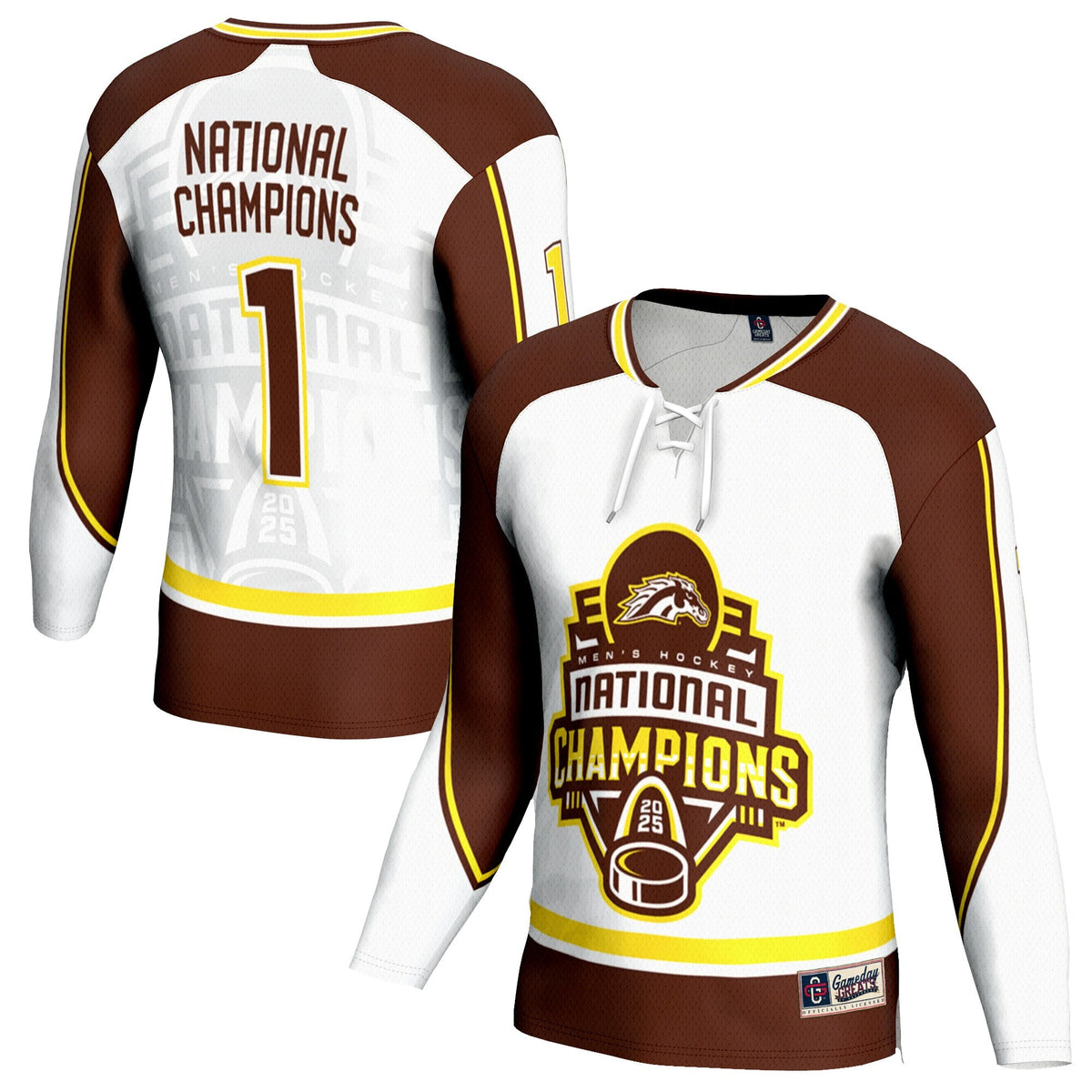 Western Michigan Broncos 2025 NCAA Frozen Four Ice Hockey National Champions Commemorative Fashion Jersey - White