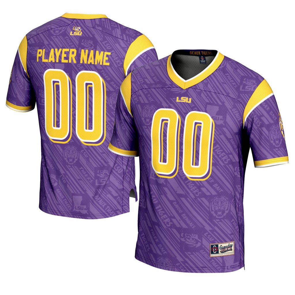 LSU Tigers Highlight Print NIL Pick-A-Player Football Jersey - Purple