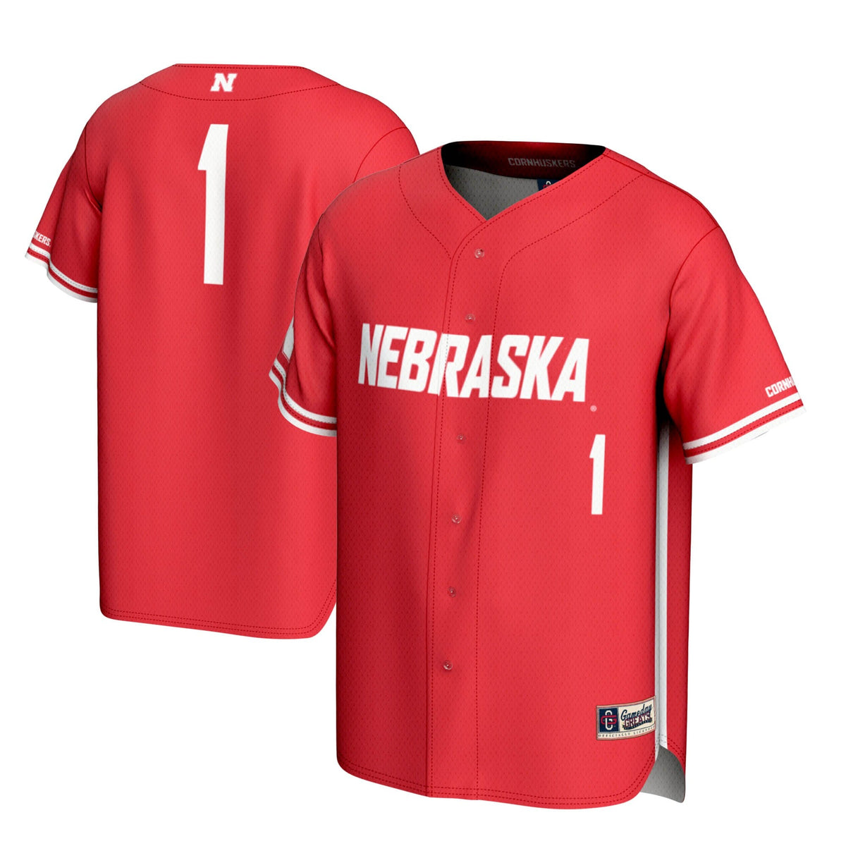 #1 Scarlet Nebraska Huskers Lightweight Baseball Jersey