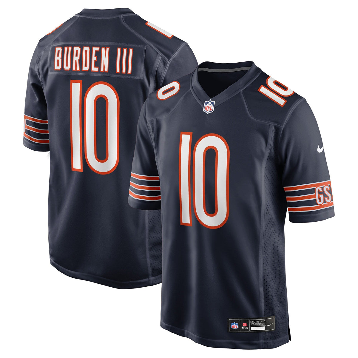 Chicago Bears Luther Burden III Navy Team Game Football Jersey