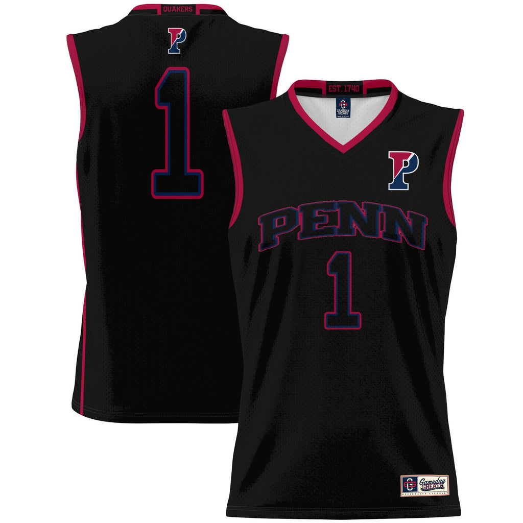 #1 Pennsylvania Quakers Lightweight Basketball Jersey - Black