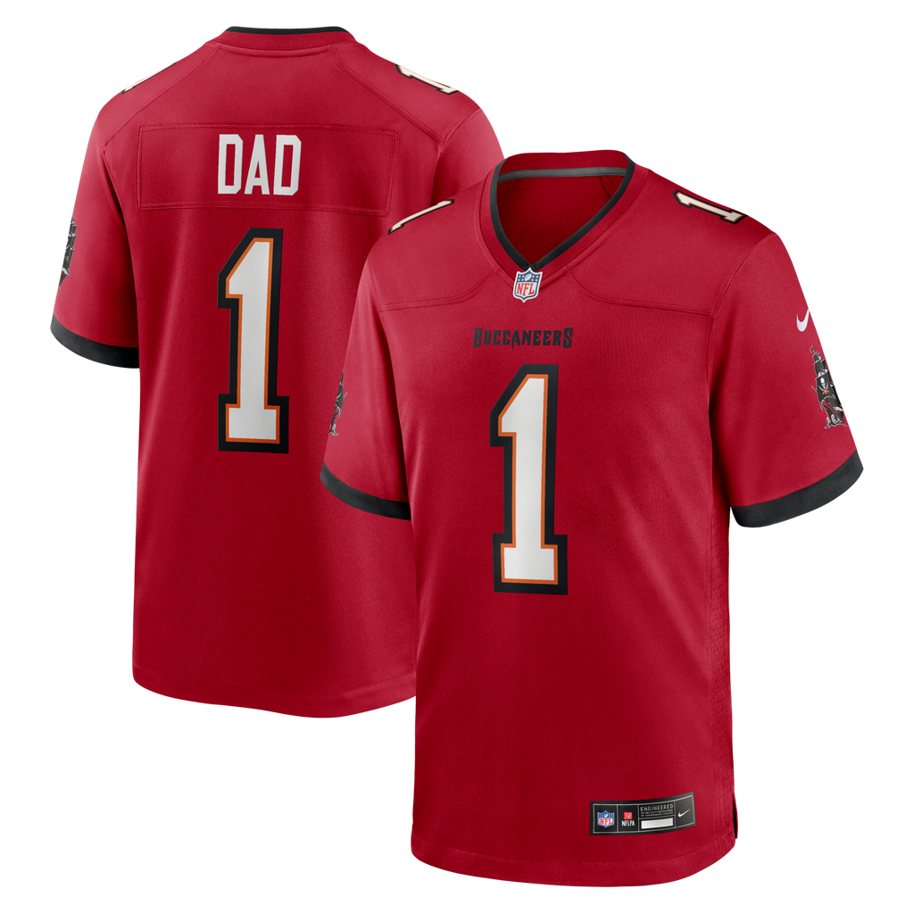 Tampa Bay Buccaneers Number 1 Dad Red Game Football Jersey