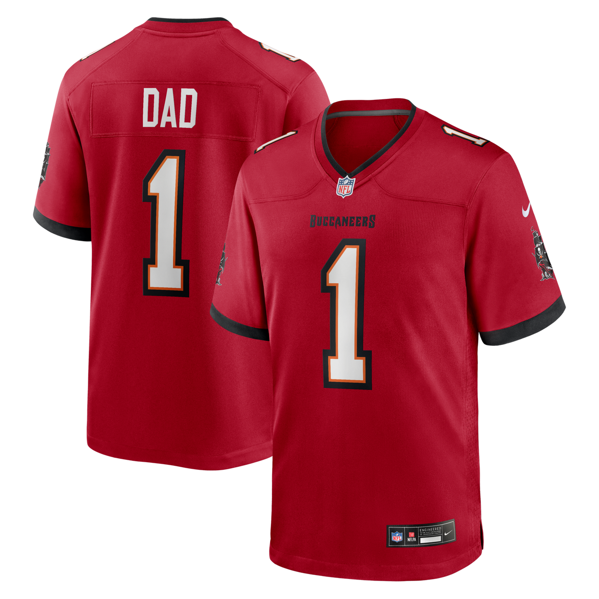 Tampa Bay Buccaneers Number 1 Dad Red Game Football Jersey