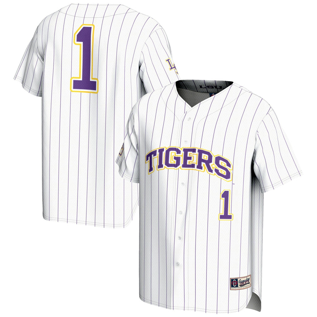#1 White LSU Tigers Lightweight Baseball Jersey