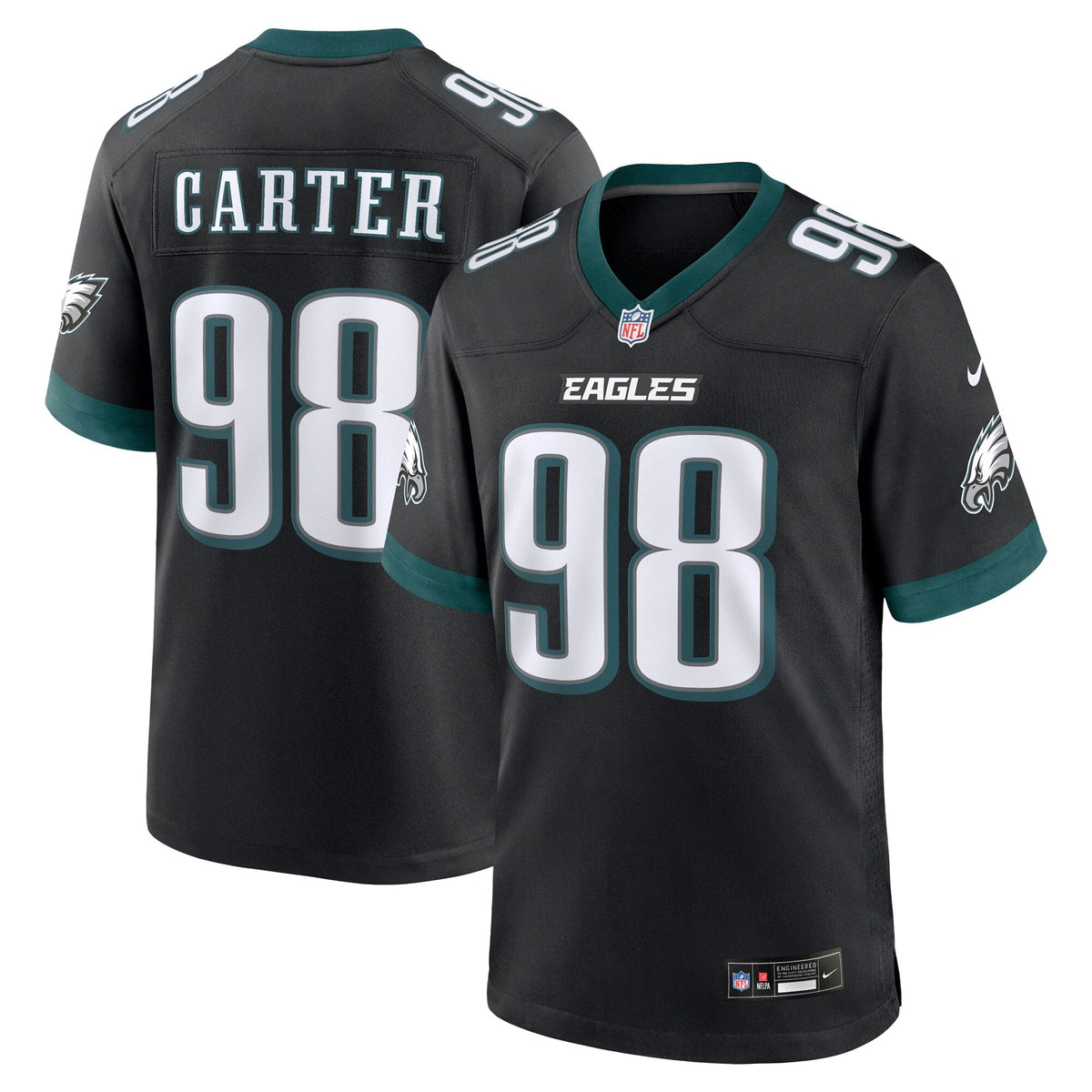 Philadelphia Eagles Jalen Carter Black Alternate Game Player Football Jersey