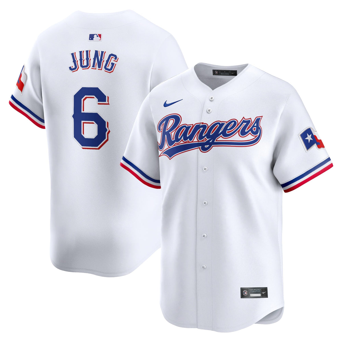 Texas Rangers Josh Jung White Home Limited Player Baseball Jersey