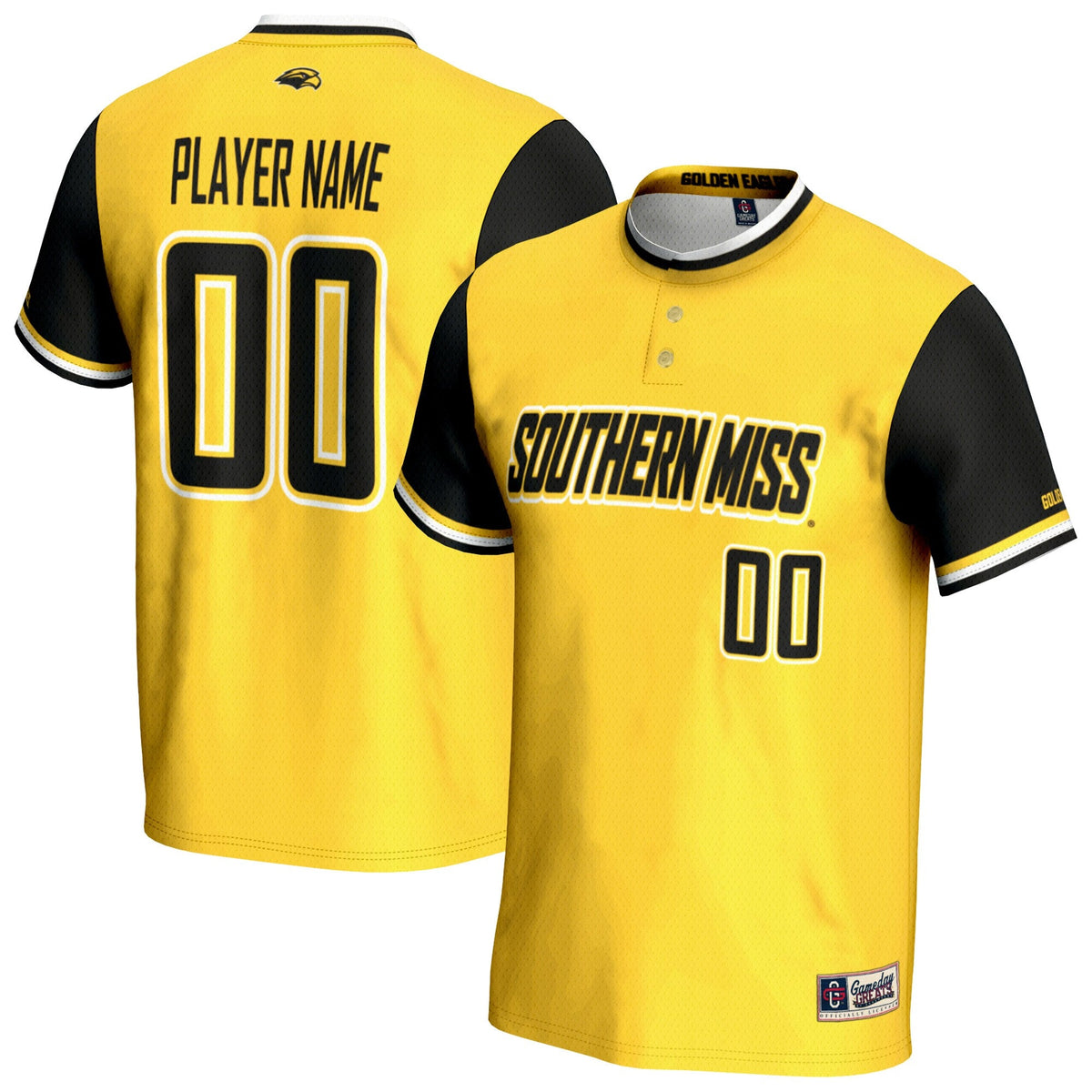 Southern Miss Golden Eagles NIL Pick-A-Player Lightweight Softball Jersey - Gold