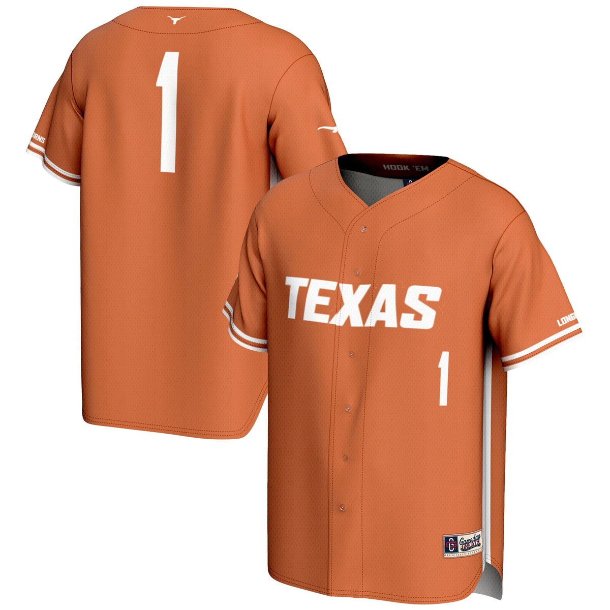 #1 Burnt Orange Texas Longhorns Lightweight Baseball Jersey