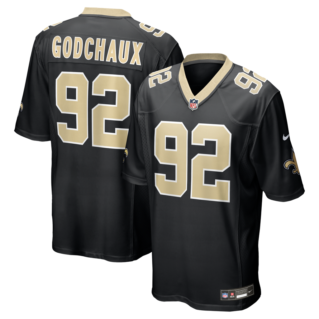New Orleans Saints Davon Godchaux Black Team Game Football Jersey