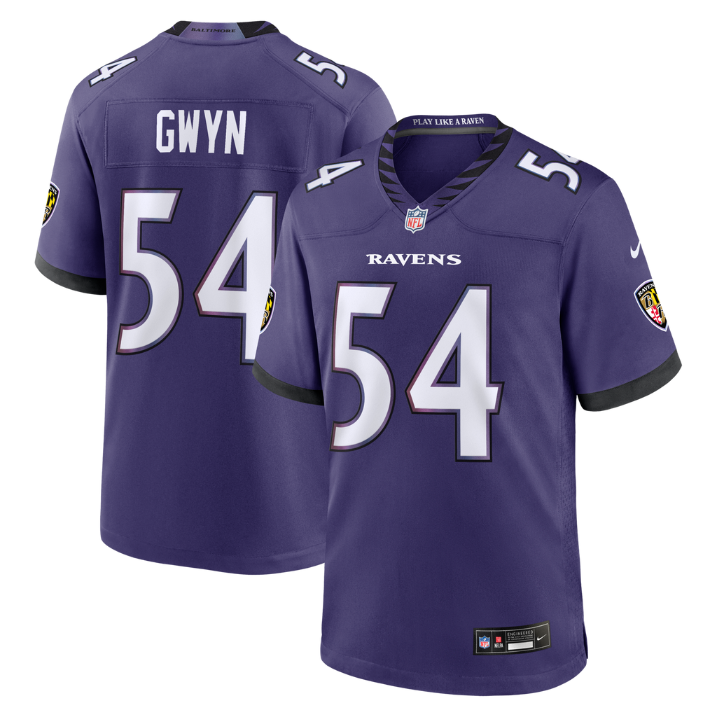 Baltimore Ravens Jovaughn Gwyn Purple Team Game Football Jersey