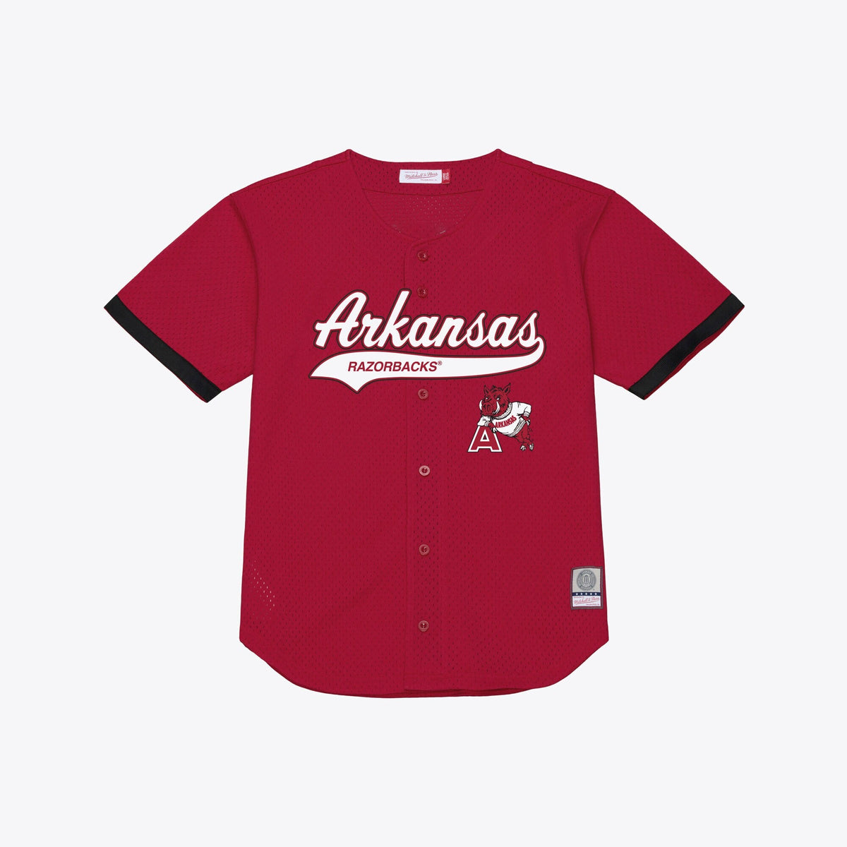 Cardinal Arkansas Razorbacks Mesh Button-Up Batting Practice Baseball Jersey