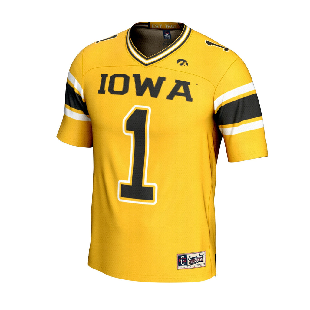 Gold Iowa Hawkeyes Lightweight Collegiate Football Fashion Jersey