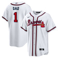 Atlanta Braves White #1 Dad Home Replica Baseball Jersey