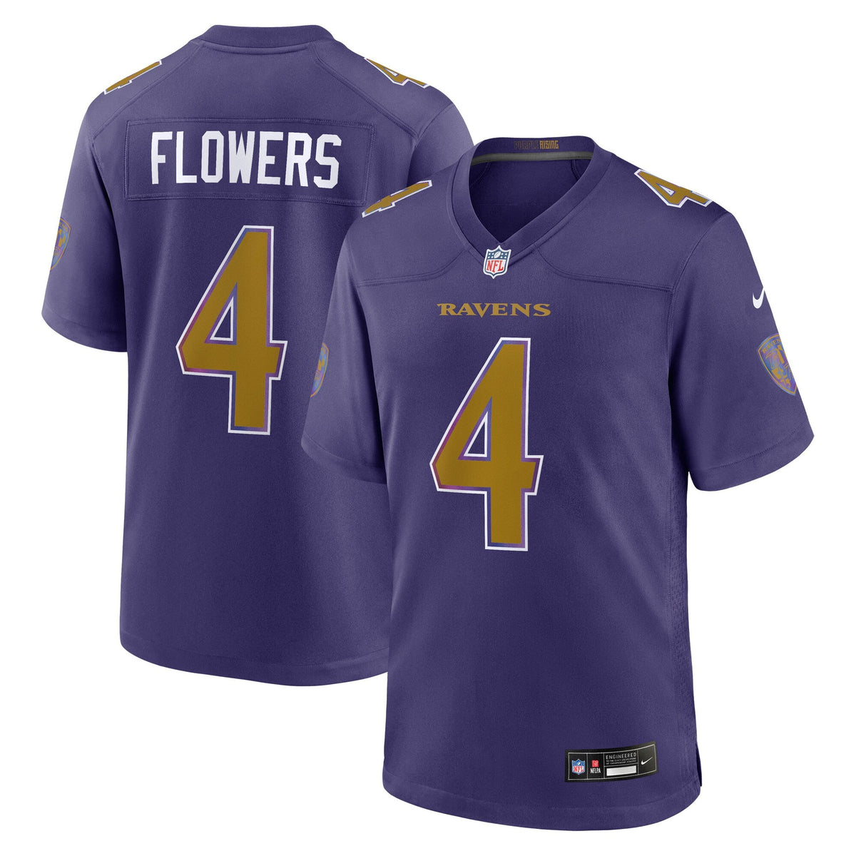 Baltimore Ravens Zay Flowers Purple Alternate Game Football Jersey