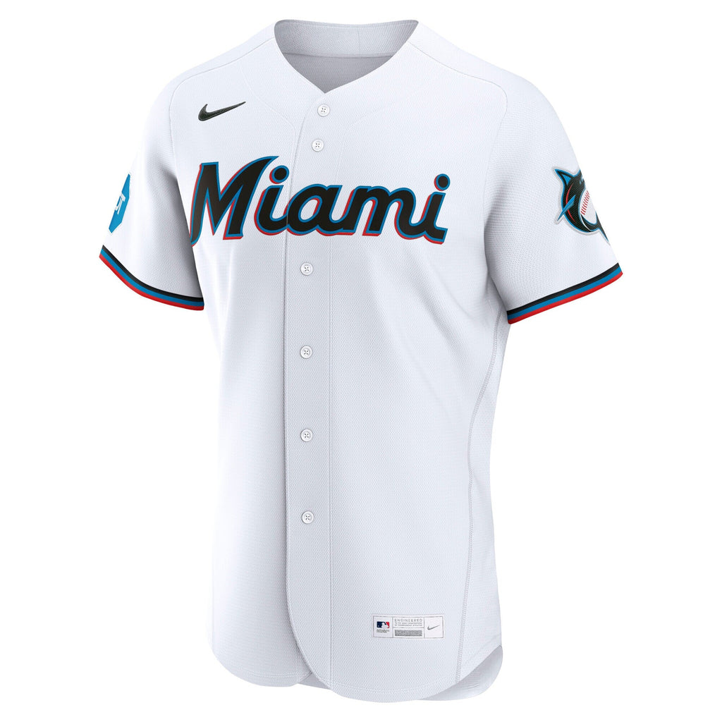 Miami Marlins White Home Sponsor Patch Baseball Jersey