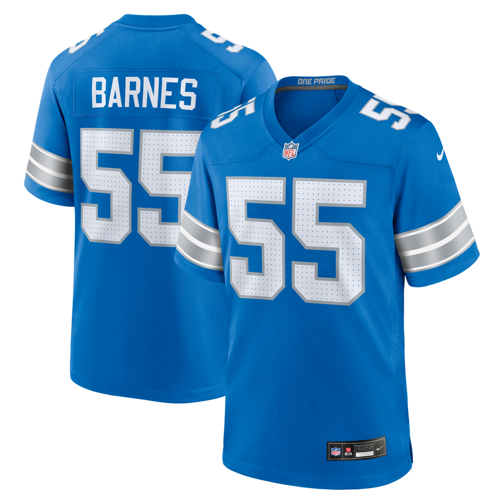 Detroit Lions Derrick Barnes Blue Team Game Football Jersey