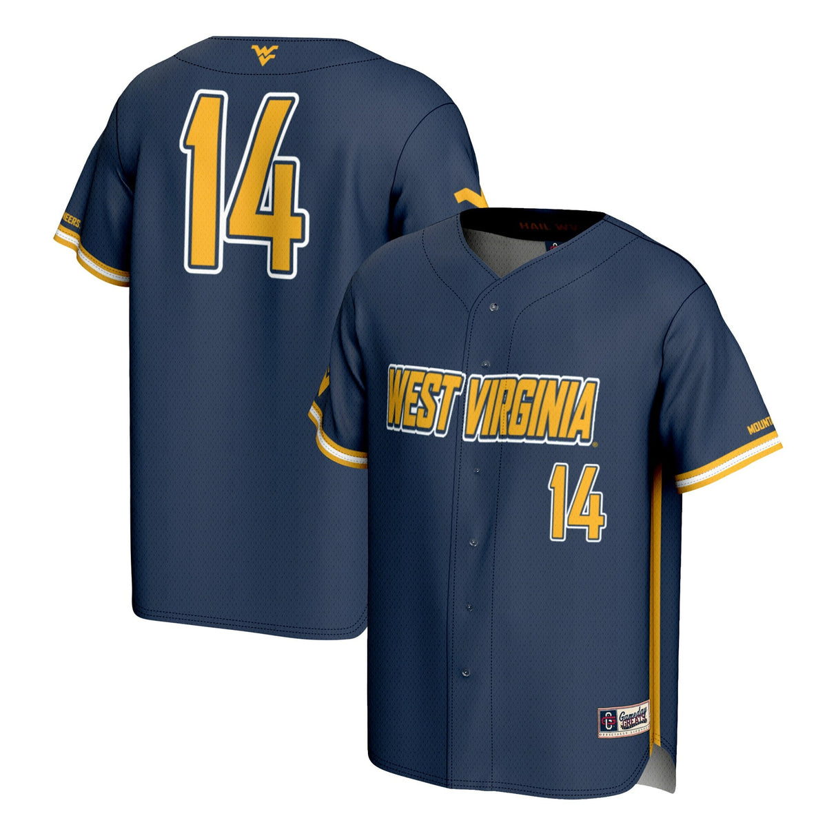 #14 Navy West Virginia Mountaineers Lightweight Baseball Fashion Jersey