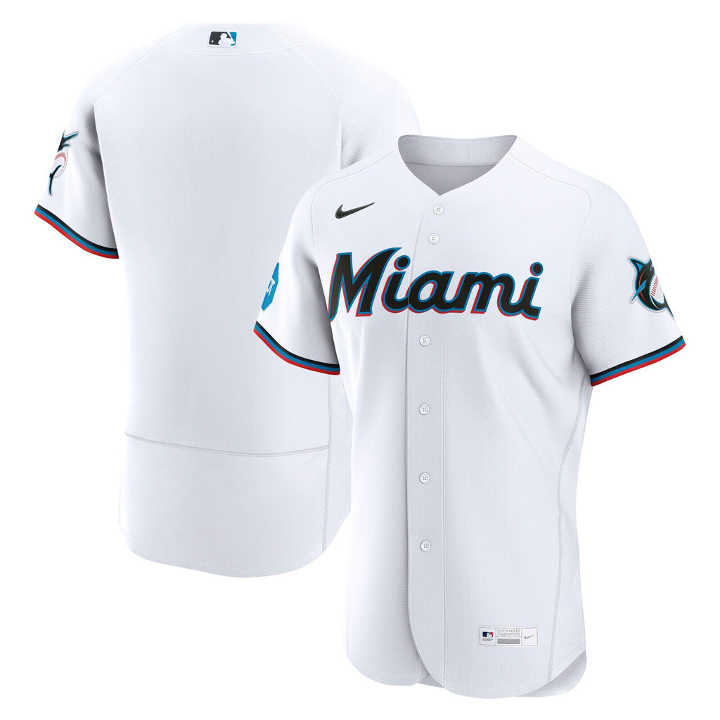 Miami Marlins White Home Sponsor Patch Baseball Jersey