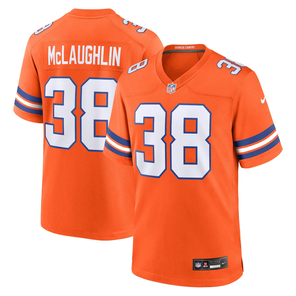 Denver Broncos Jaleel McLaughlin Orange Mile High Collection 1977 Throwback Player Game Football Jersey
