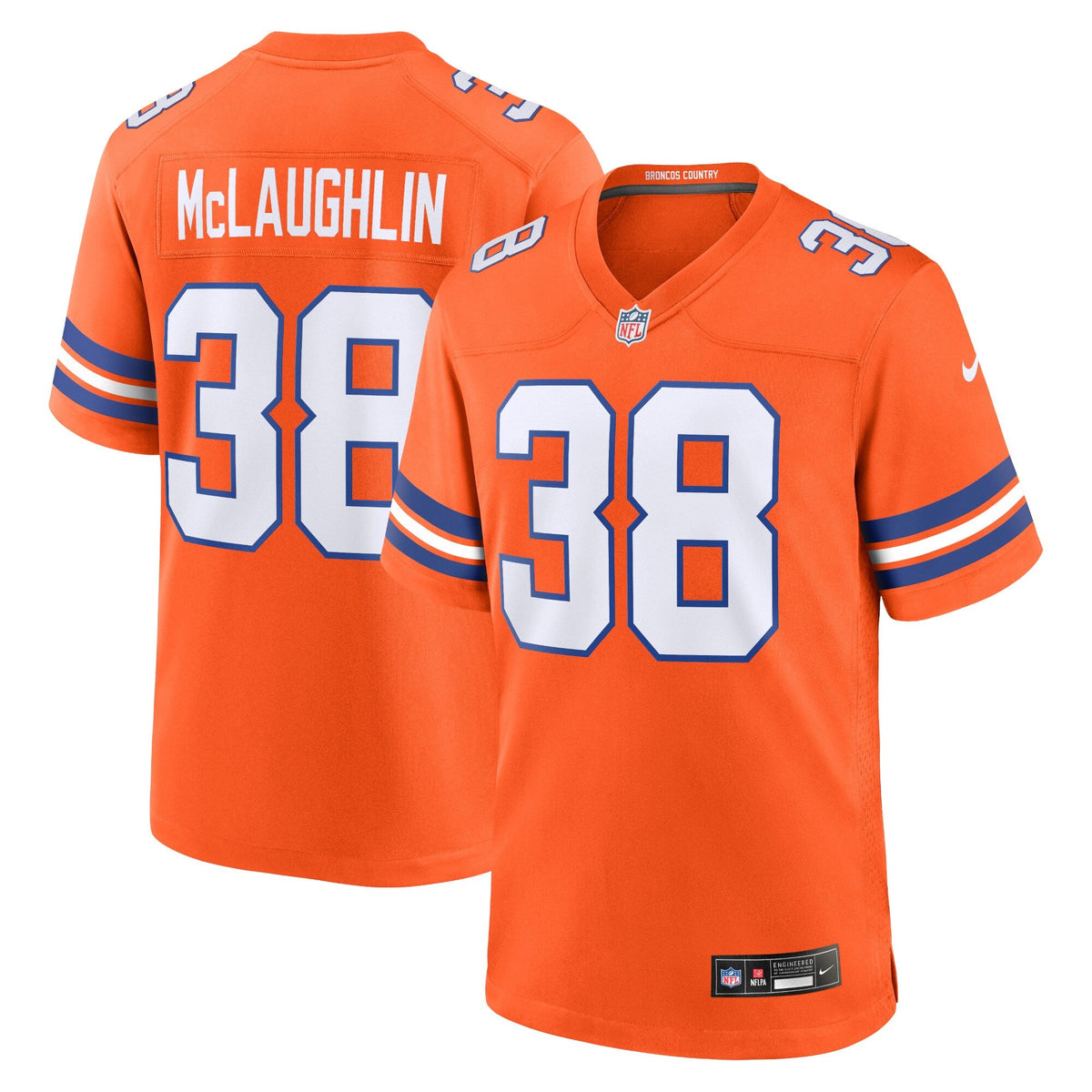 Denver Broncos Jaleel McLaughlin Orange Mile High Collection 1977 Throwback Player Game Football Jersey