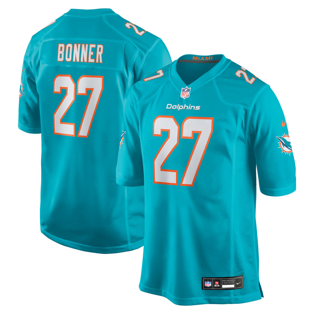 Miami Dolphins Ethan Bonner Aqua Game Football Jersey