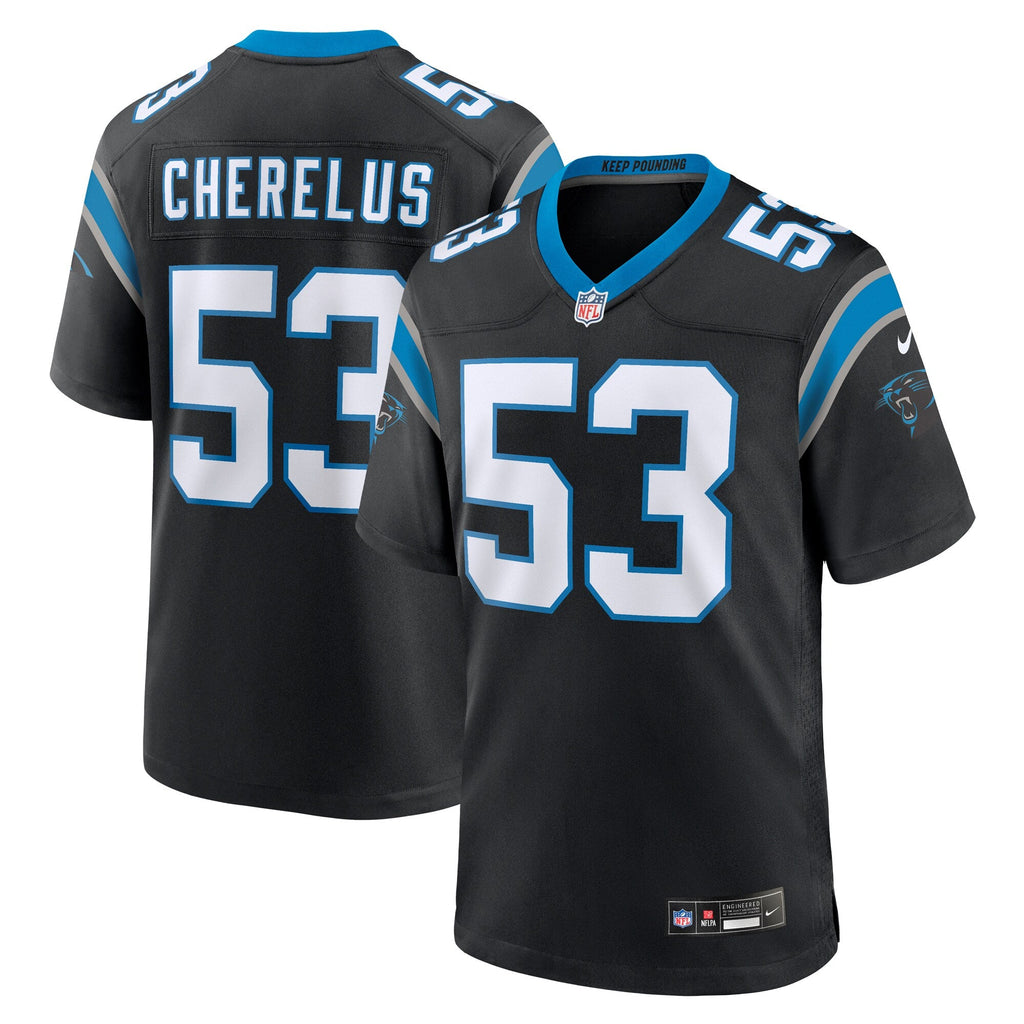 Carolina Panthers Claudin Cherelus Black Team Game Football Jersey