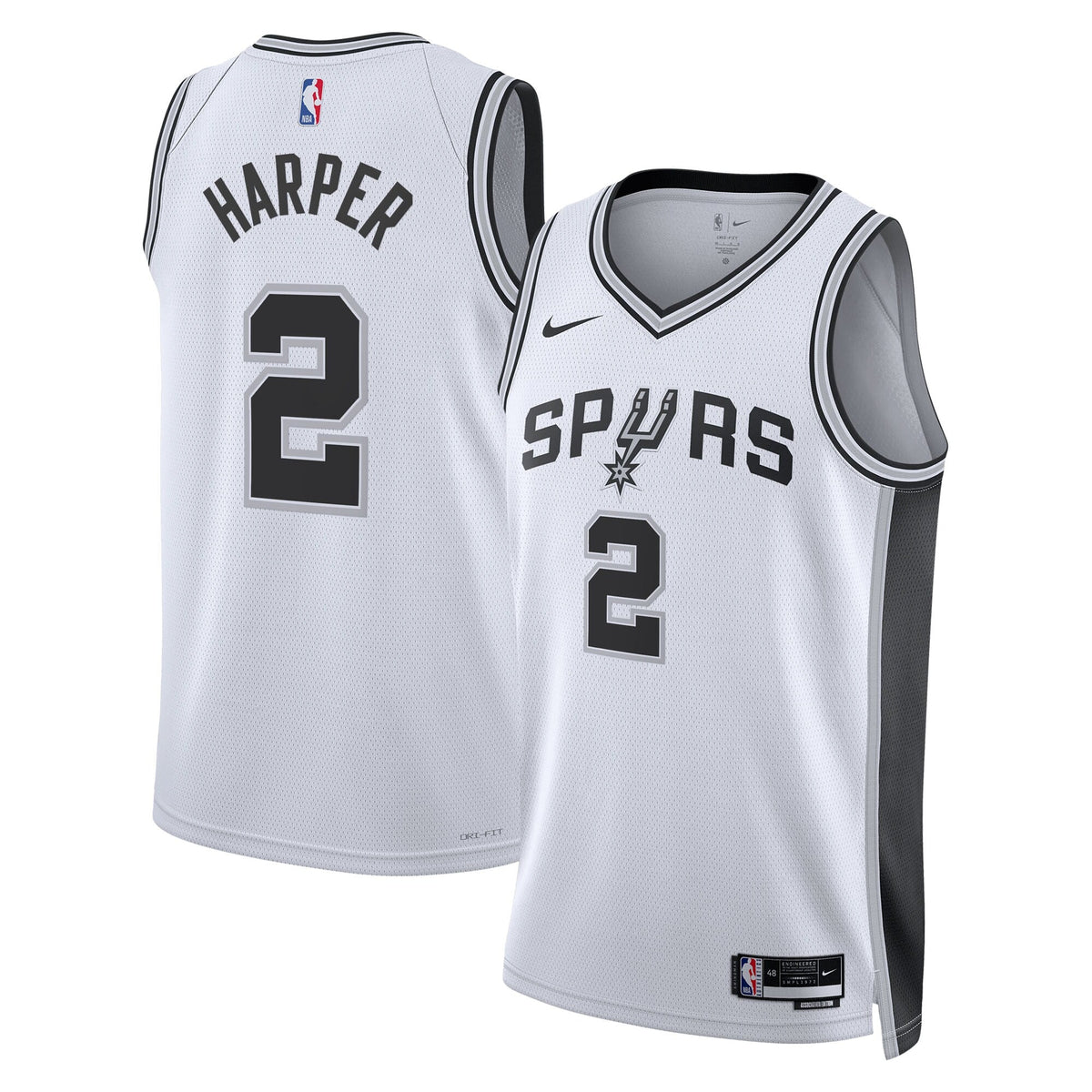 San Antonio Spurs Association Edition Swingman Jersey NBA 2025 First Round Draft Pick - White - Dylan Harper