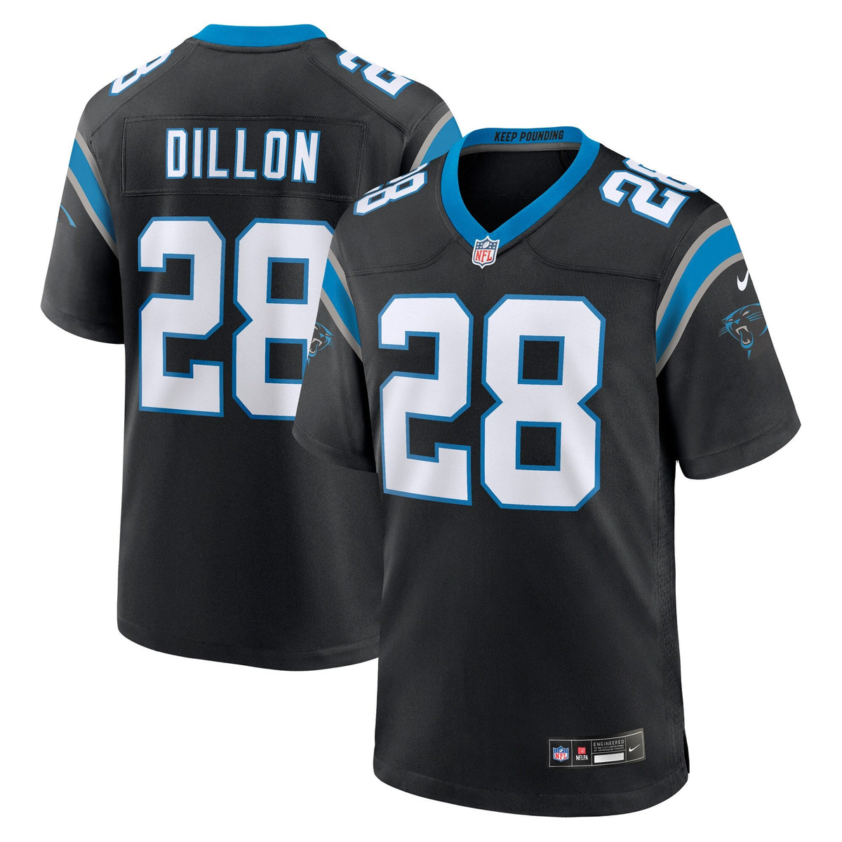 Carolina Panthers AJ Dillon Black Team Game Football Jersey