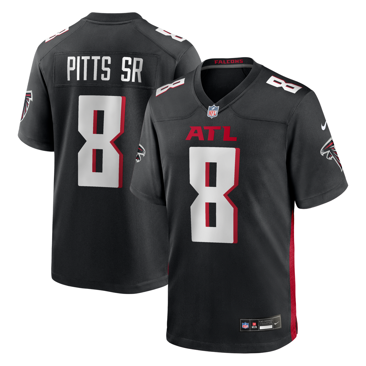 Atlanta Falcons Kyle Pitts Sr. Black Team Game Football Jersey