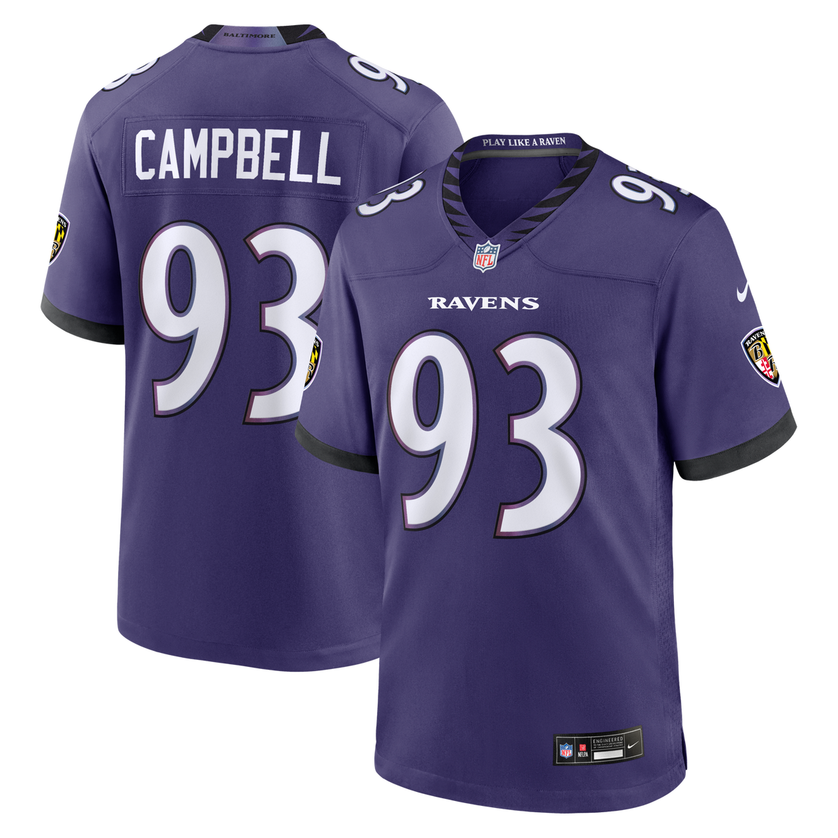 Baltimore Ravens Calais Campbell Purple Team Game Football Jersey