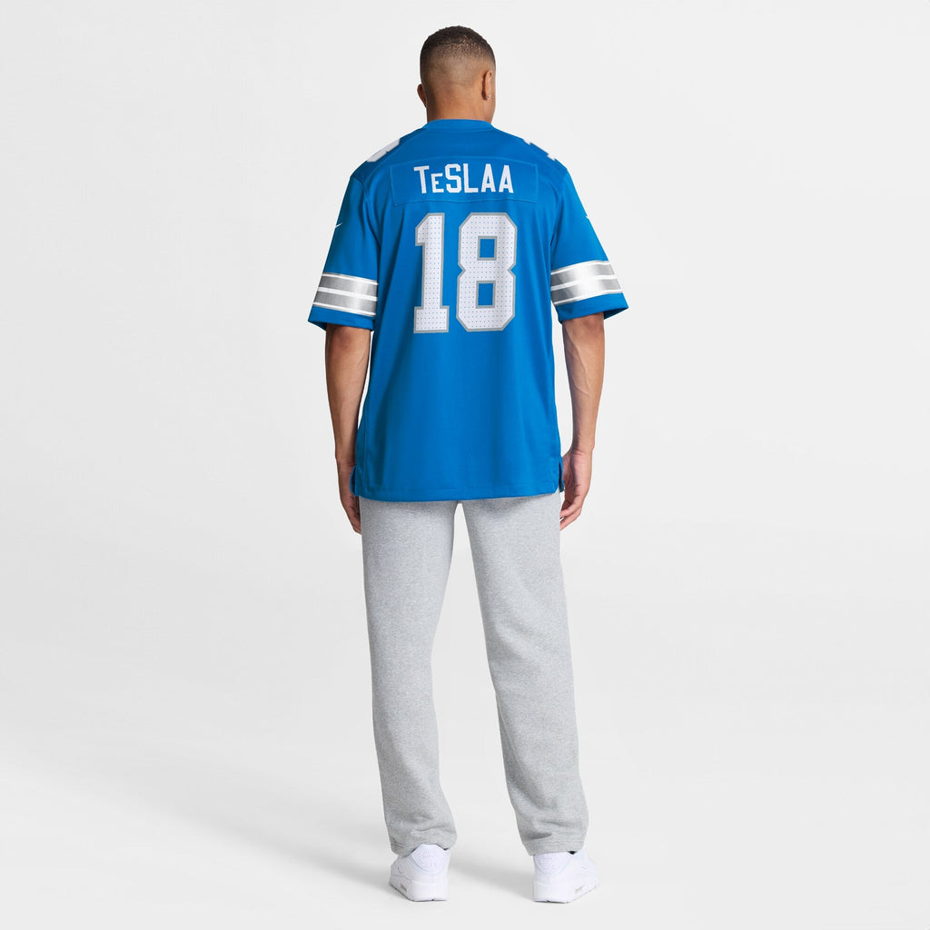 Detroit Lions Isaac TeSlaa Blue Game Player Football Jersey