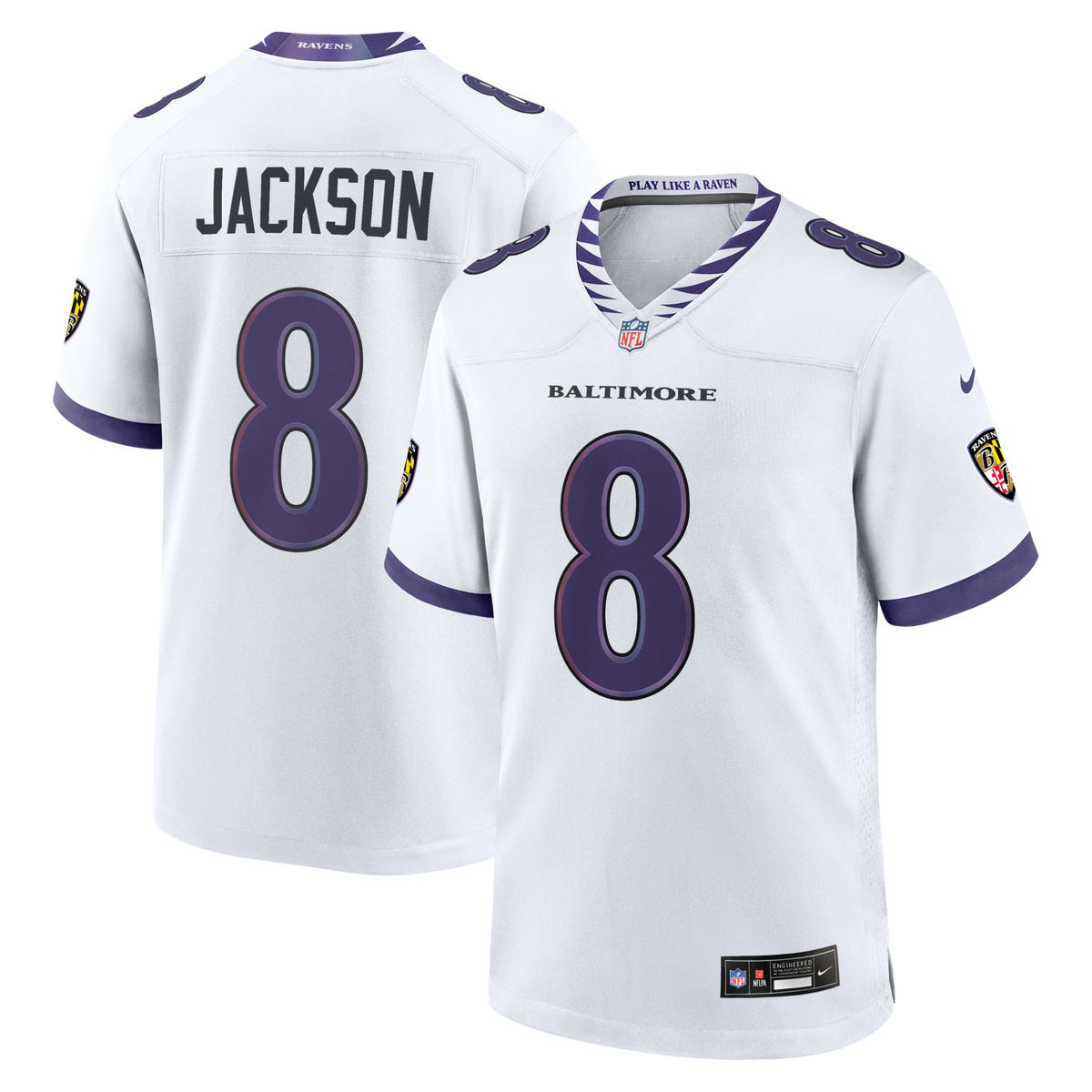 Baltimore Ravens Lamar Jackson White Game Football Jersey