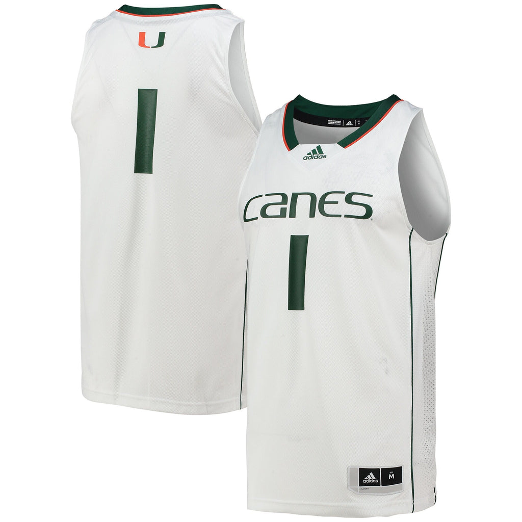 #1 White Miami Hurricanes Team Swingman Basketball Jersey
